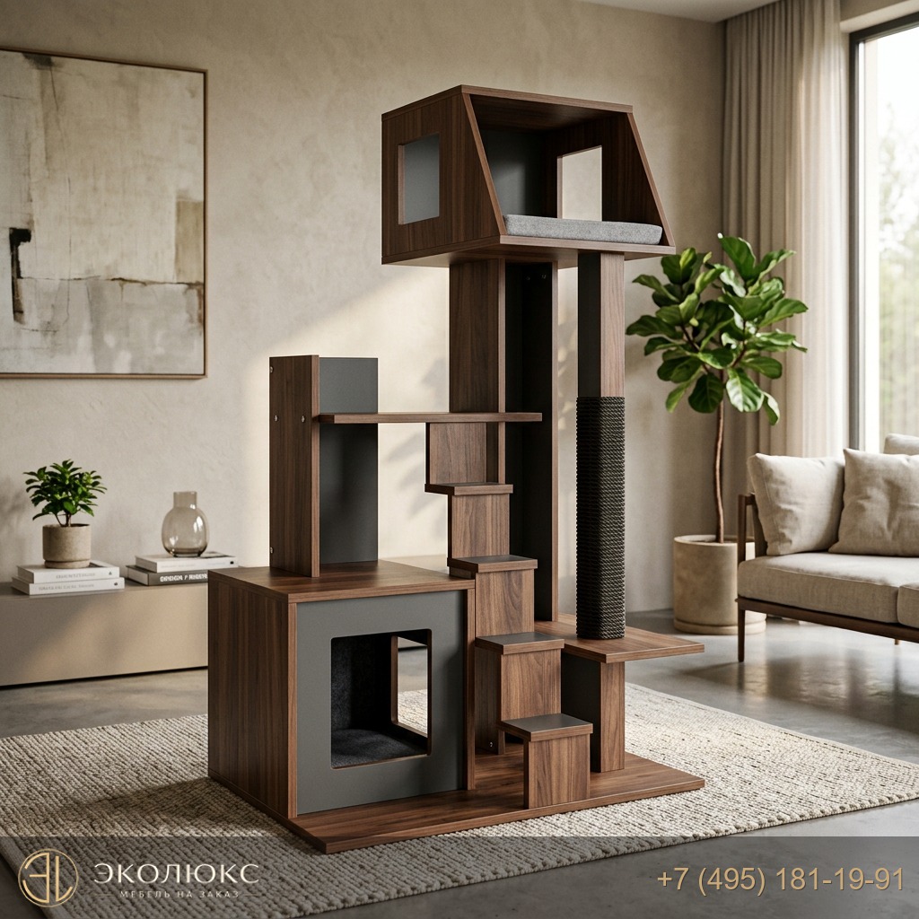 Вместительный игровой комплекс для кошек