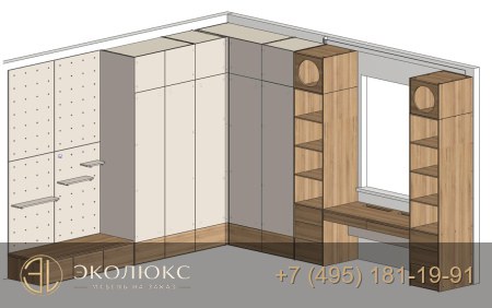 Угловая детская мебель с рабочей зоной и шкафами на заказ