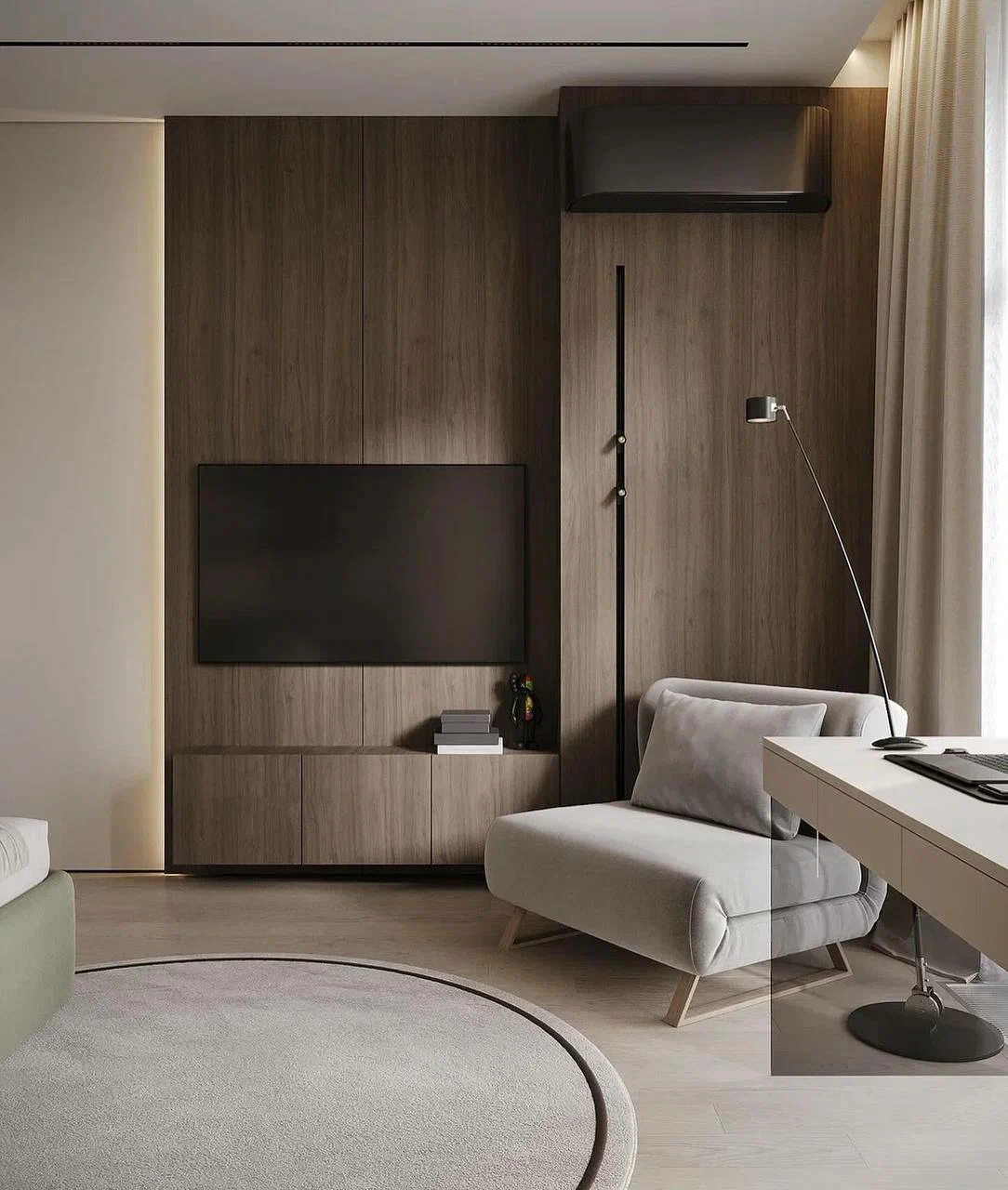 Современный комплект мебели для подростка в светлых тонах фото 3