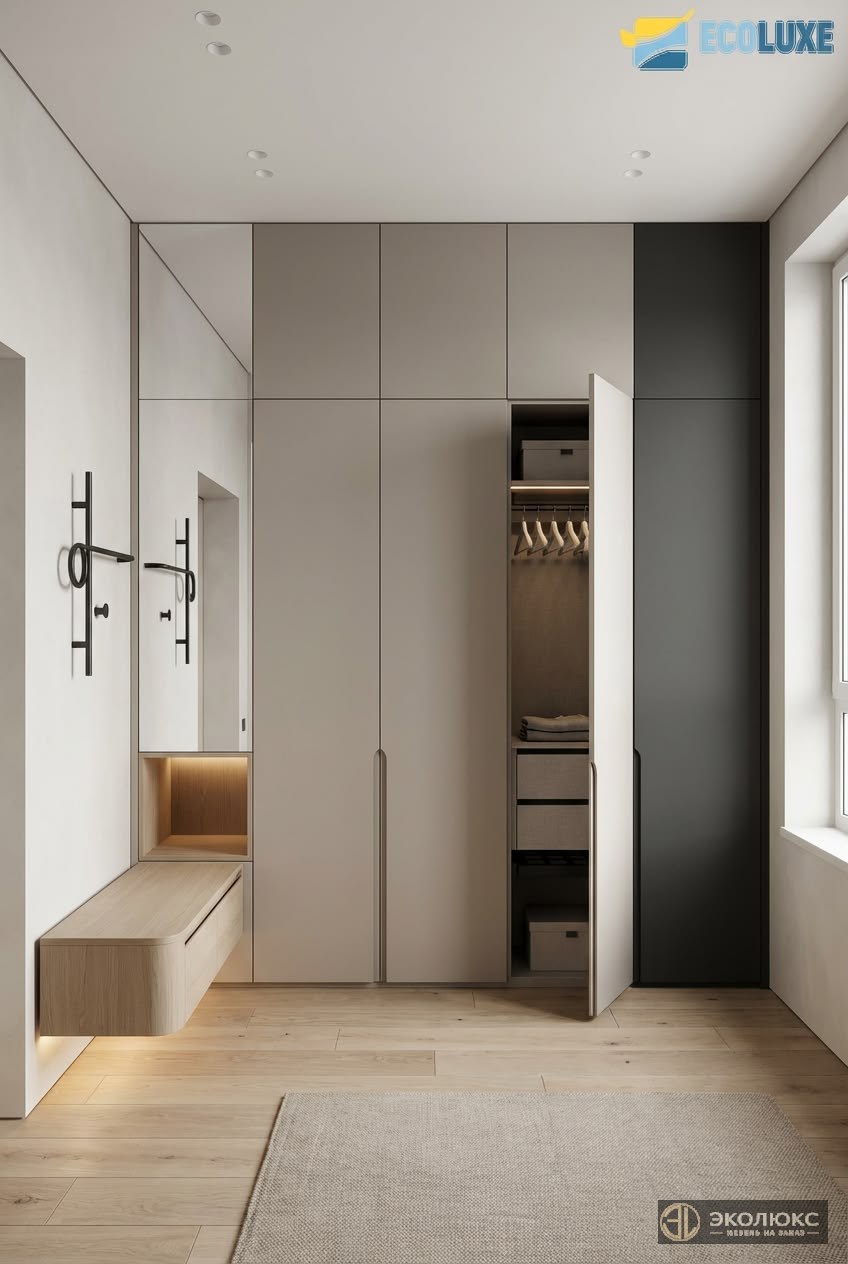 Встроенный шкаф-купе в гостиную до потолка