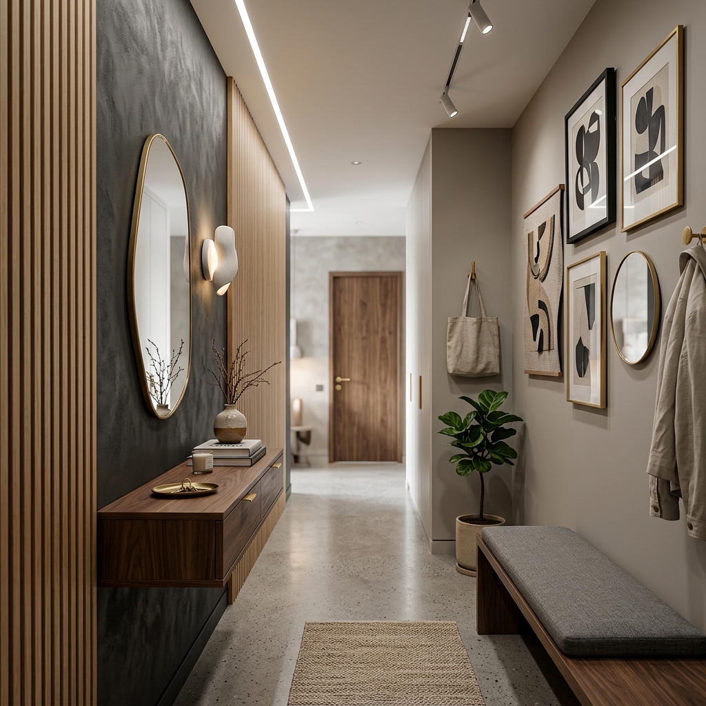 Современная прихожая с зеркалом