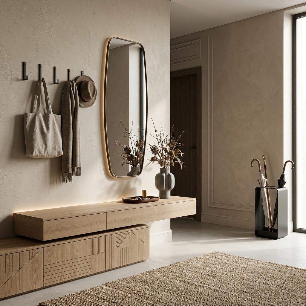 Современная парящая прихожая с LED