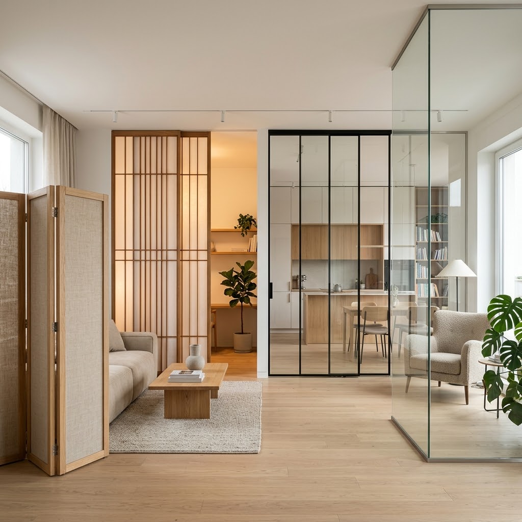 Перегородки в интерьере: от ширм и японских сёдзи до стеклянных систем для зонирования без потери света