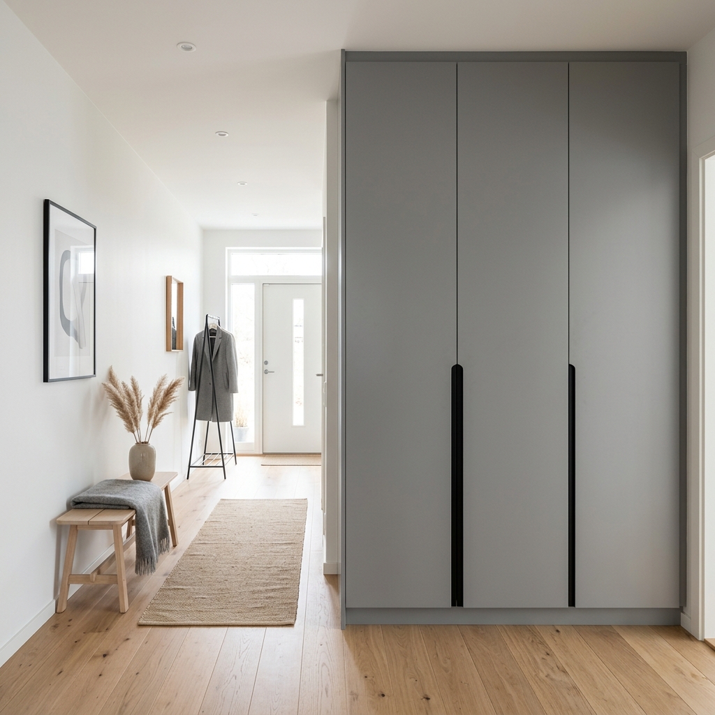 Минималистичный трехдверный шкаф для прихожей Амплио